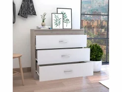 TuHome Comoda Melia en melamino con 3 cajones de rieles metalicos , , 75.7 cm X 80 cm X 39.8 cm Multicolor