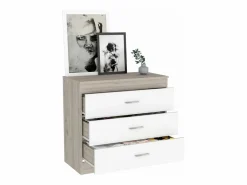 TuHome Comoda Melia en melamino con 3 cajones de rieles metalicos , , 75.7 cm X 80 cm X 39.8 cm Multicolor
