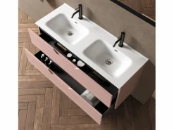 Composición de doble lavabo 5 piezas SOLMIRA empolvado Rosa Clearance