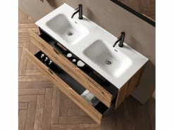 Composición de doble lavabo 5 piezas SOLMIRA roble con nudos Color natural claro Best