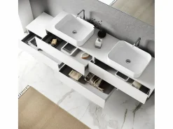 Mueble De Baño Con Doble Lavabo|Composición de lavabo doble ASTRA de 9 piezas