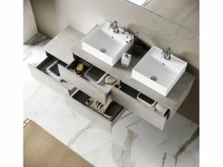 Composición de lavabo doble ASTRA de 8 piezas havana piedra Beige