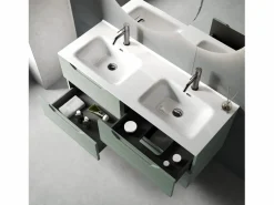 Mueble De Baño Con Doble Lavabo|Composición lavabo doble SOLMIRA salvia