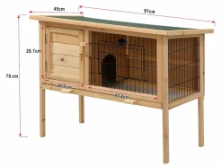 Vente-unique Cama De Animales De Compañía|Conejera con patas para conejos y roedores - Ancho 91 x Prof. 45 x Alt. 70 - LAPIUS