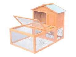 Conejera jaula de animales con patio exterior madera ES735397 Marru00f3n Online