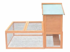 Conejera jaula de animales con patio exterior madera ES735397 Marru00f3n Online