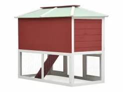 Conejera jaula de animales con doble piso de madera ES786159 Rojo Outlet