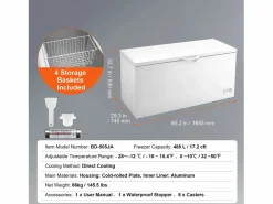 Congelador Horizontal SucceBuy de 488 L con 4 Cestas Blanco Online