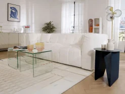 Vente-unique Mesa De Centro|Conjunto 3 mesas de centro de cristal curvado MINKA
