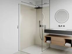 Vente-unique Conjunto 2 paneles de ducha de aluminio con perfiles - L90 x L120 x 210 cm - ITZIAR Marfil Hot