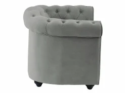 Vente-unique Sillón|Conjunto 2 sillones terciopelo gris plata CHESTERFIELD