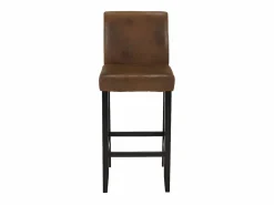 Vente-unique Conjunto 2 taburetes bar SANTOS - Aspecto piel envejecida Color natural oscuro / Marru00f3n chocolate Outlet