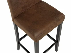 Vente-unique Conjunto 2 taburetes bar SANTOS - Aspecto piel envejecida Color natural oscuro / Marru00f3n chocolate Outlet