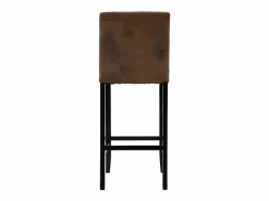 Vente-unique Conjunto 2 taburetes bar SANTOS - Aspecto piel envejecida Color natural oscuro / Marru00f3n chocolate Outlet