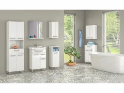Conjunto para baño de pie 50 cm Armario con lavabo Columna 50 cm Semicolumna Armario superior Lupo^ Discount