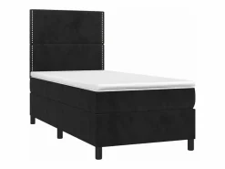 Conjunto Boxspring - 80x200 cm + Somieres + colchón + LED terciopelo ES45110 Negro Discount