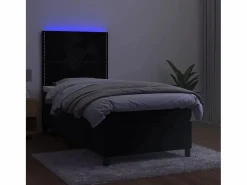 Conjunto Boxspring - 80x200 cm + Somieres + colchón + LED terciopelo ES45110 Negro Discount