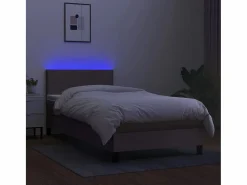 Cama Continental Boxspring|Conjunto Boxspring - 90x190 cm + colchón LED tela gris taupe ES726627