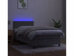 Conjunto Boxspring - 90x190 cm colchón y LED terciopelo claro ES546932^