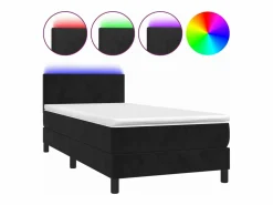 Cama Continental Boxspring|Conjunto Boxspring - 80x200 cm colchón y LED terciopelo ES174686