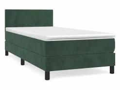 Conjunto Boxspring - 90x190 cm + colchón terciopelo oscuro ES495460 Verde Outlet