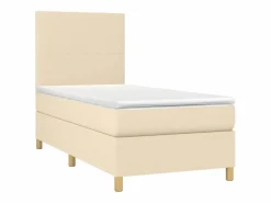 Conjunto Boxspring - 80x200 cm colchón y luces LED tela ES511319 Crema Discount