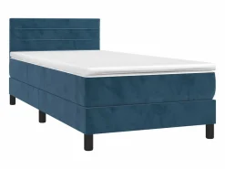 Conjunto Boxspring - 80x200 cm colchón y LED terciopelo oscuro ES432816 Azul Hot