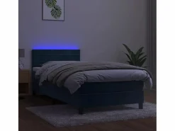 Conjunto Boxspring - 80x200 cm colchón y LED terciopelo oscuro ES432816 Azul Hot