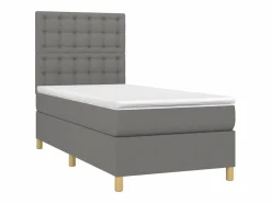 Conjunto Boxspring - 90x190 cm colchón y luces LED tela oscuro ES848933^