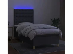 Conjunto Boxspring - 90x190 cm colchón y luces LED tela oscuro ES848933^
