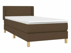 Cama Continental Boxspring|Conjunto Boxspring - 90x200 cm + Somieres + colchón tela marrón oscuro ES40955