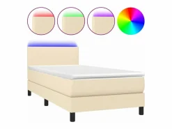 Conjunto Boxspring - 80x200 cm + Somieres + colchón + LED tela ES45263^ Outlet
