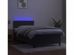 Conjunto Boxspring - 90x190 cm colchón y LED terciopelo oscuro ES913098 Gris Online