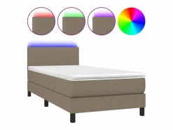 Cama Continental Boxspring|Conjunto Boxspring - 90x200 cm + colchón LED tela gris taupe ES791611