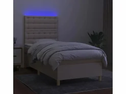Cama Continental Boxspring|Conjunto Boxspring - 80x200 cm colchón y luces LED tela ES472618