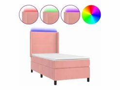 Conjunto Boxspring - 80x200 cm colchón y LED terciopelo ES696690 Rosa Online