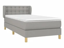 Cama Continental Boxspring|Conjunto Boxspring - 80x200 cm + Somieres + colchón tela claro ES36139