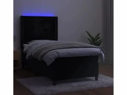Cama Continental Boxspring|Conjunto Boxspring - 80x200 cm + Somieres + colchón + LED terciopelo ES42443