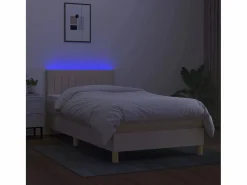 Cama Continental Boxspring|Conjunto Boxspring - 90x200 cm + Somieres + colchón + LED tela ES44191