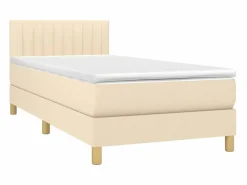 Cama Continental Boxspring|Conjunto Boxspring - 90x200 cm + Somieres + colchón + LED tela ES44191