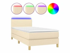 Conjunto Boxspring - 90x190 cm colchón y luces LED tela color ES485940 Crema Best