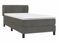 Conjunto Boxspring - 90x200 cm + colchón terciopelo oscuro ES531993 Gris Outlet