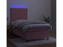 Cama Continental Boxspring|Conjunto Boxspring - 80x200 cm colchón y LED terciopelo ES338888