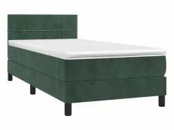 Cama Continental Boxspring|Conjunto Boxspring - 90x200 cm + Somieres + colchón + LED terciopelo oscuro ES42651
