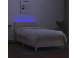 Conjunto Boxspring - 90x190 cm + colchón y LED tela ES931323 Crema Clearance