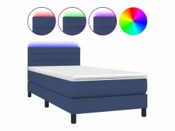 Cama Continental Boxspring|Conjunto Boxspring - 90x190 cm colchón y luces LED tela ES537395