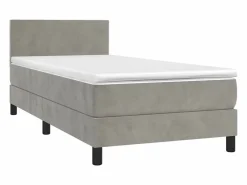 Conjunto Boxspring - 80x200 cm colchón y LED terciopelo claro ES476643 Gris