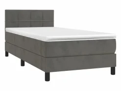 Conjunto Boxspring - 80x200 cm + Somieres + colchón terciopelo oscuro ES43840 Gris Discount