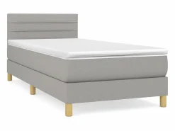 Conjunto Boxspring - 90x190 cm + Somieres + colchón tela claro ES35663 Gris New