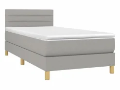 Conjunto Boxspring - 90x190 cm + Somieres + colchón tela claro ES35663 Gris New